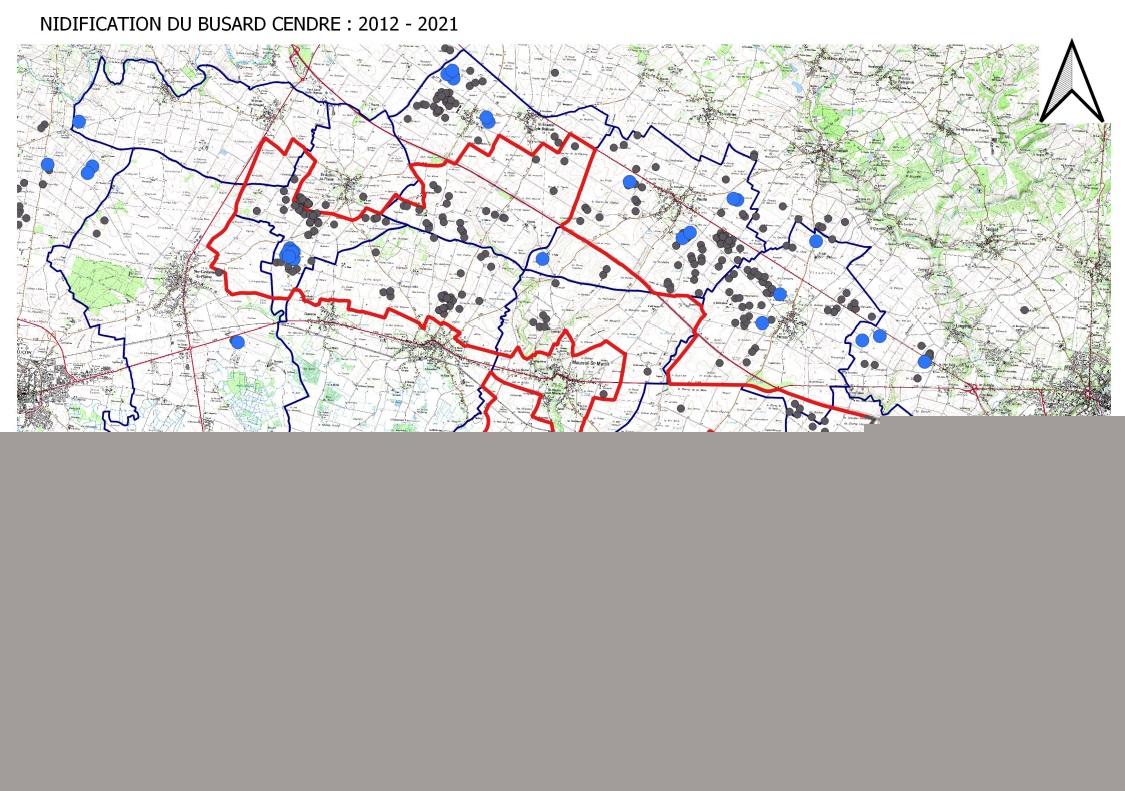 Nichées du Busard cendré dans la ZPS de 2012 à 2021 © LPO Vendée